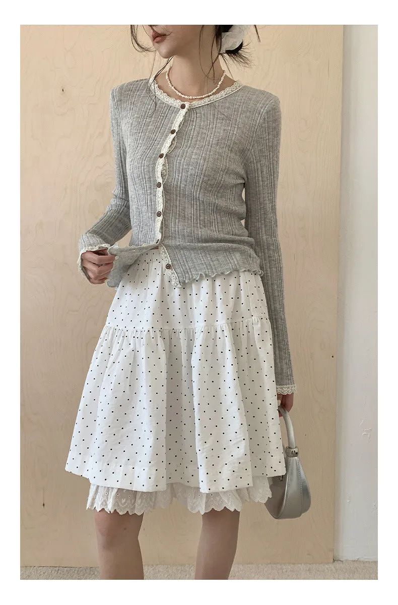 Lace shoulder sweater