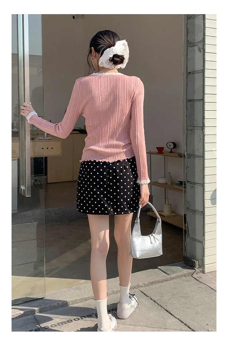 Lace shoulder sweater