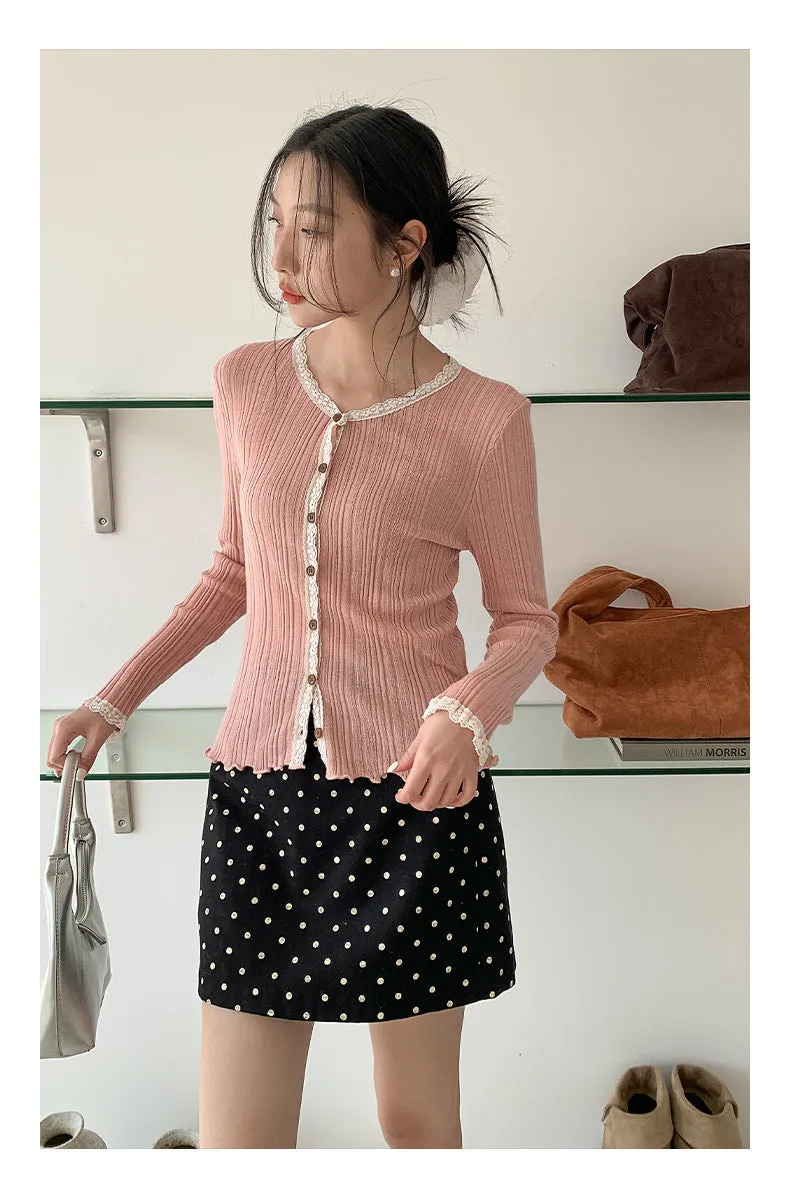 Lace shoulder sweater