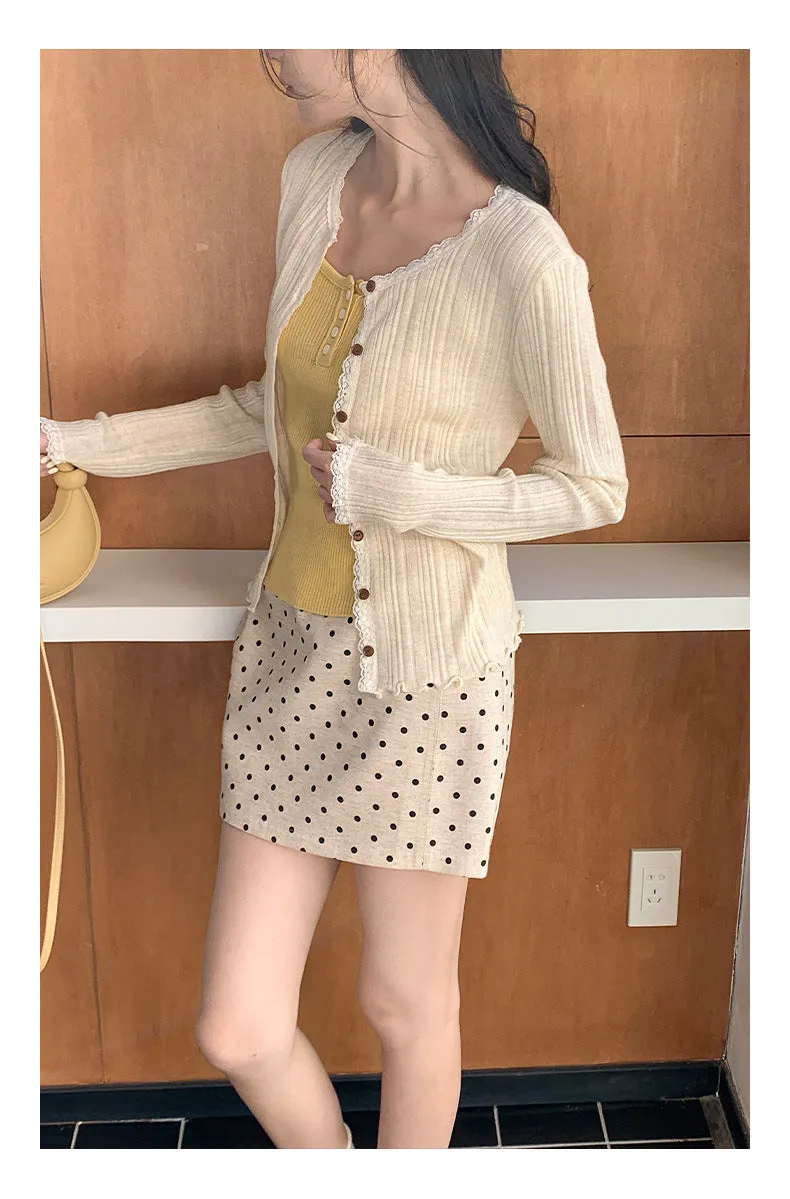 Lace shoulder sweater