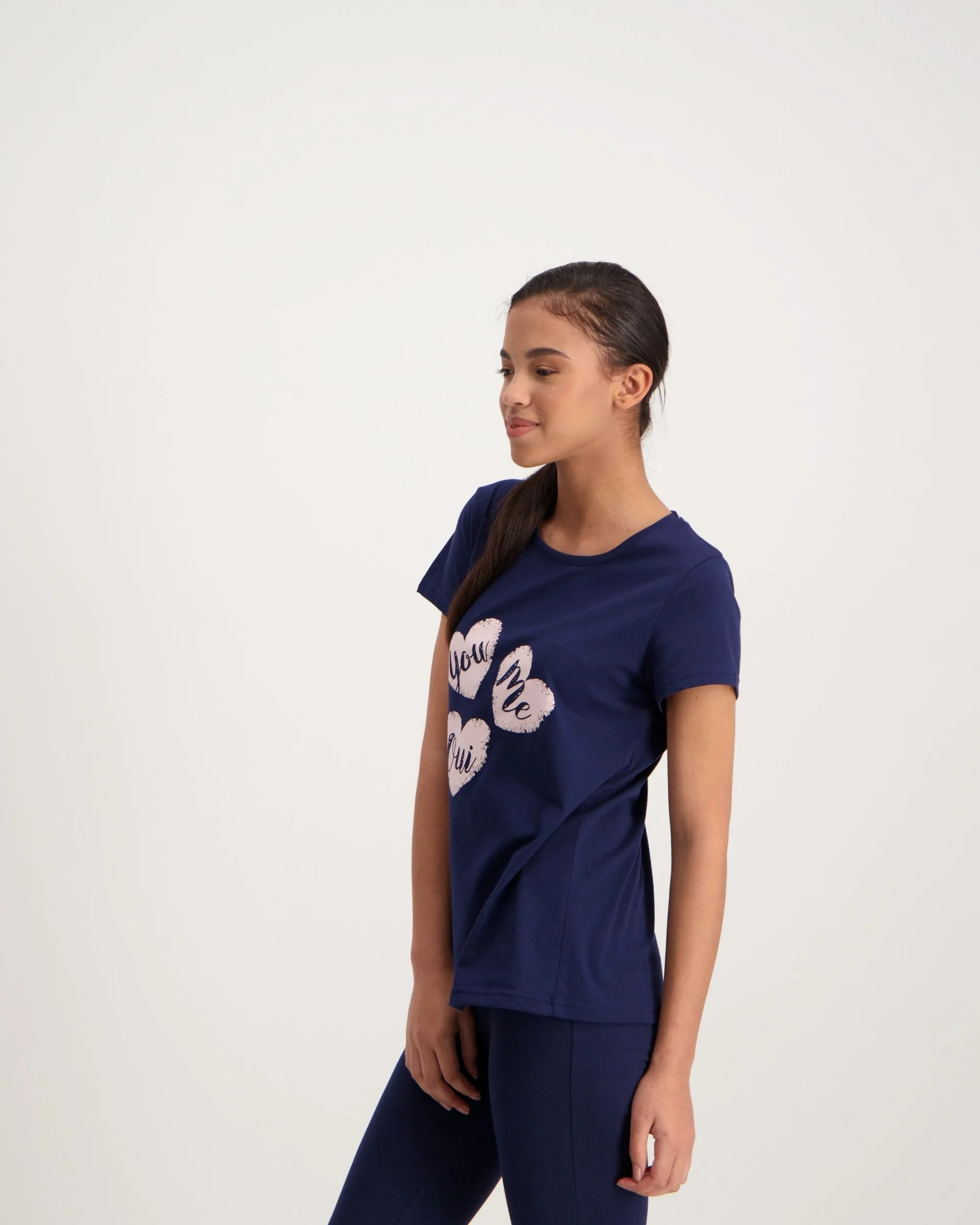 Ladies Slogan Legging Sleet Set - Navy