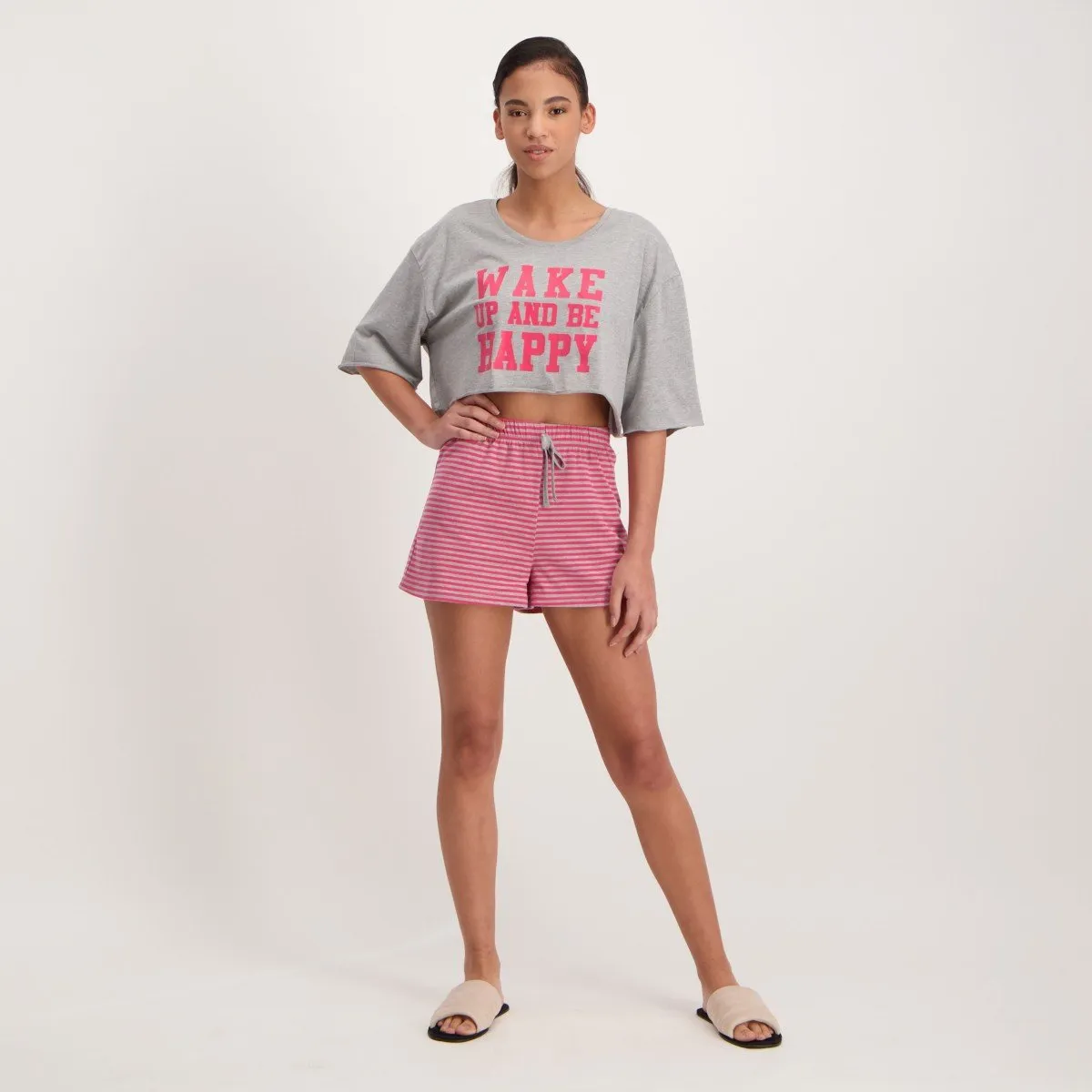Ladies Small Stripe Mocke Tie Sleep Bottoms