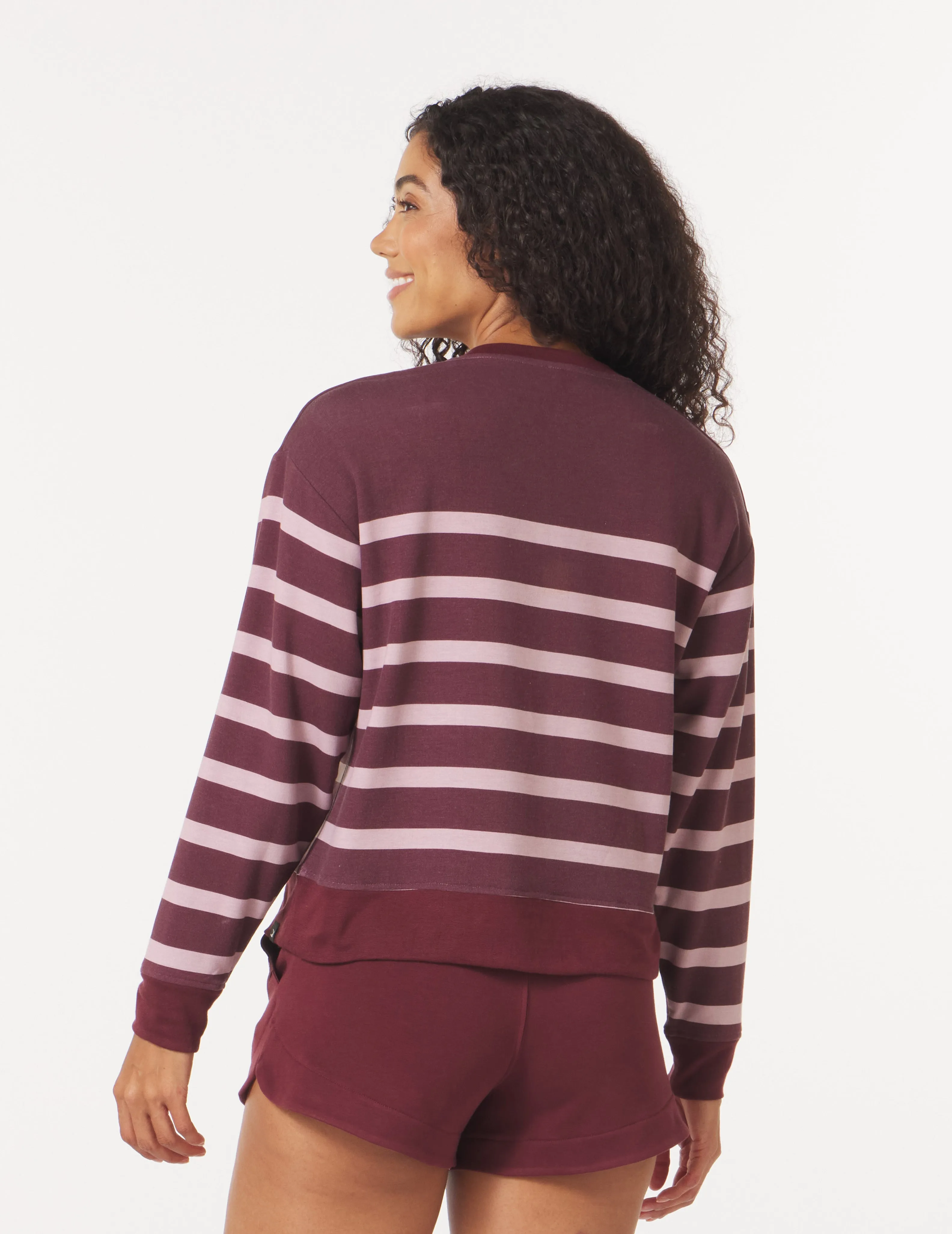 Laid Back Long Sleeve Crew: Chestnut/Adobe Rose