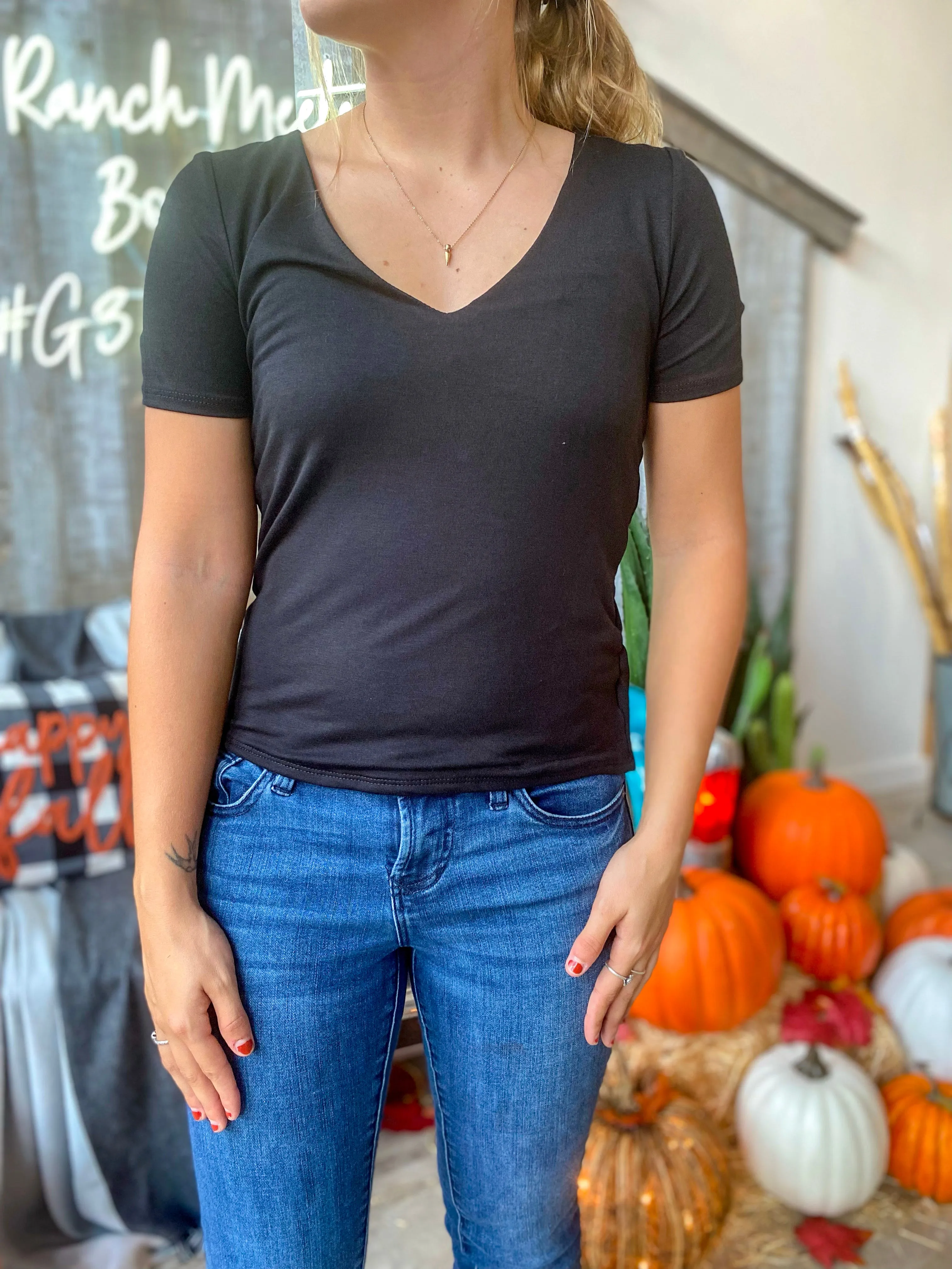 Lanie V-Neck Basic Top
