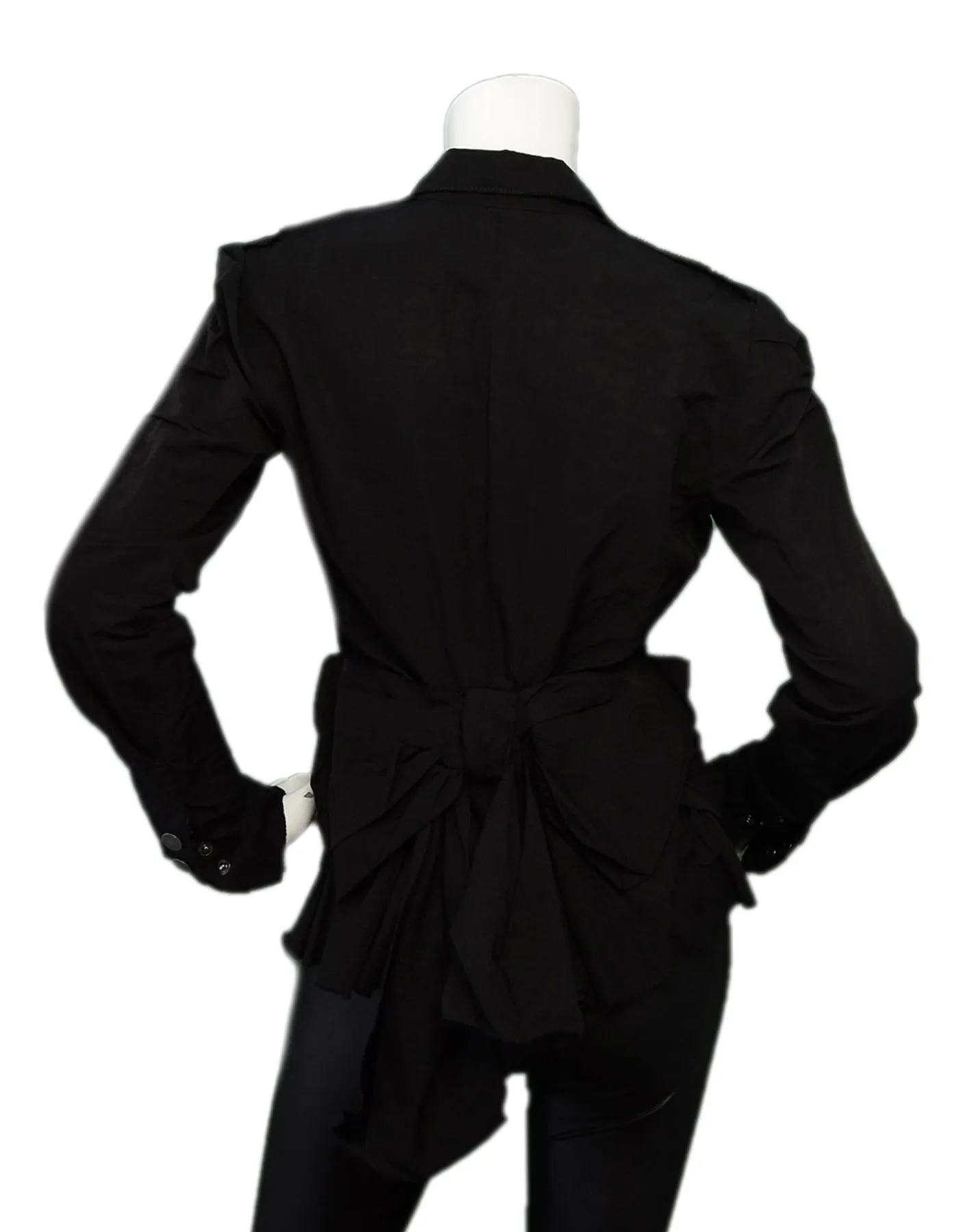 Lanvin Black Cotton Jacket w/ Bow & Side Zipper sz 6