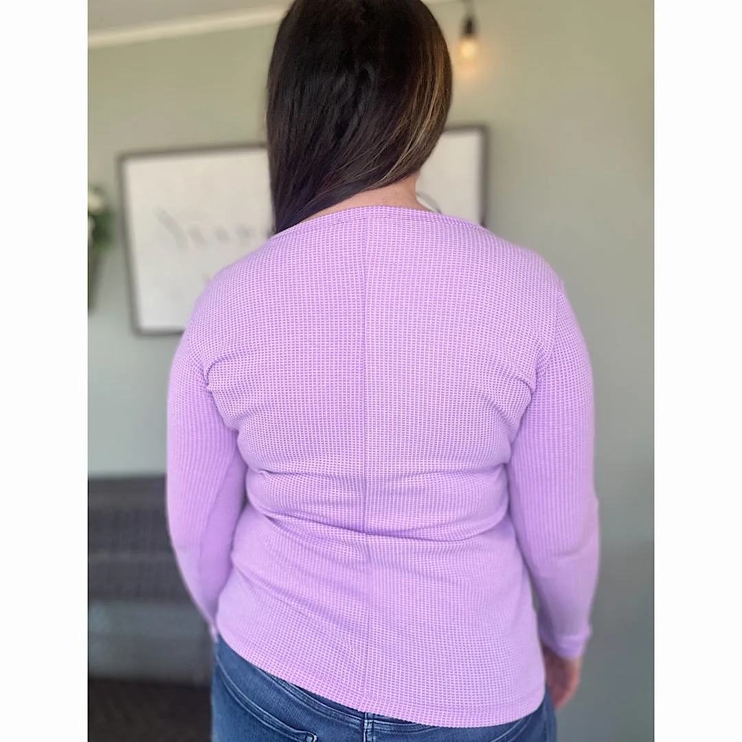 Lavender Waffle V-Neck