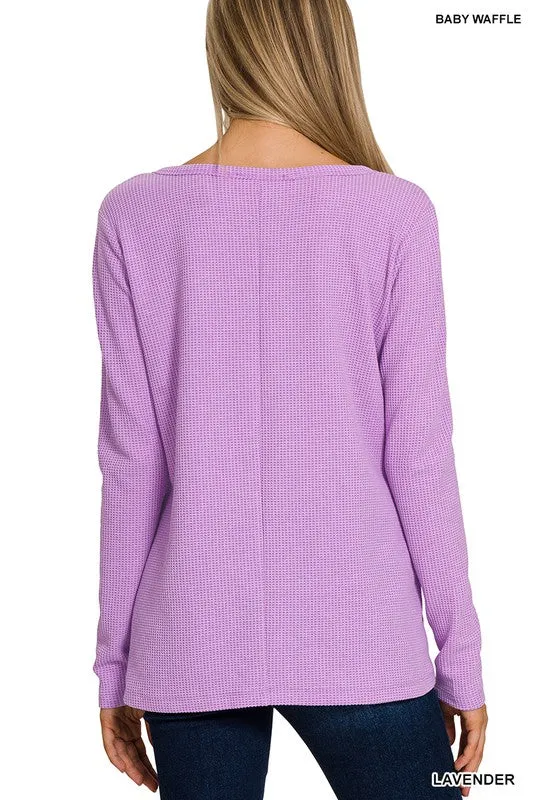 Lavender Waffle V-Neck