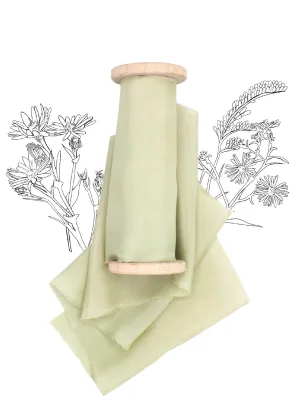 Lichen Green Silk Ribbon in Habotai