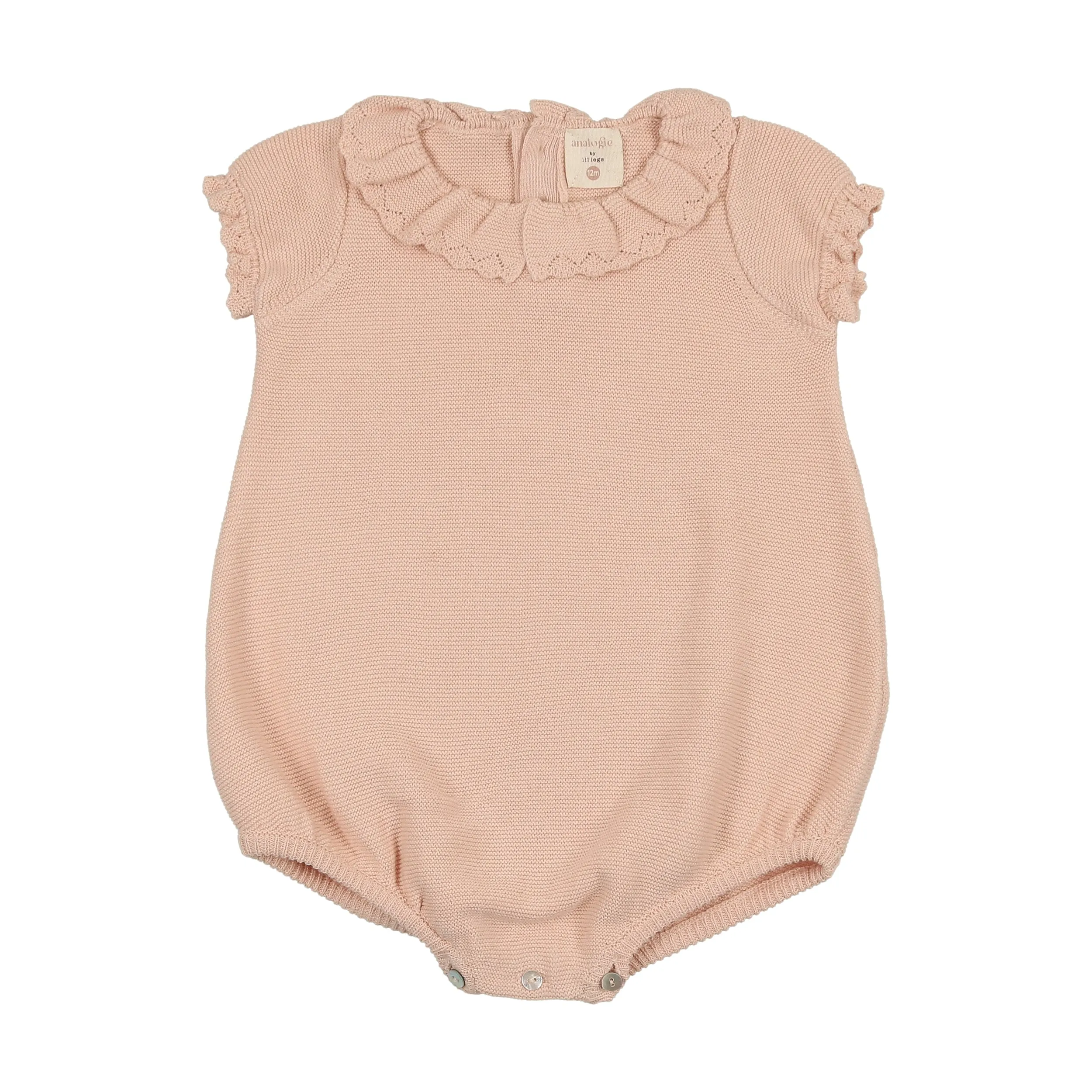 Lilette Knit Collar Ruffle Romper - Soft Pink