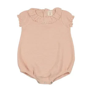 Lilette Knit Collar Ruffle Romper - Soft Pink