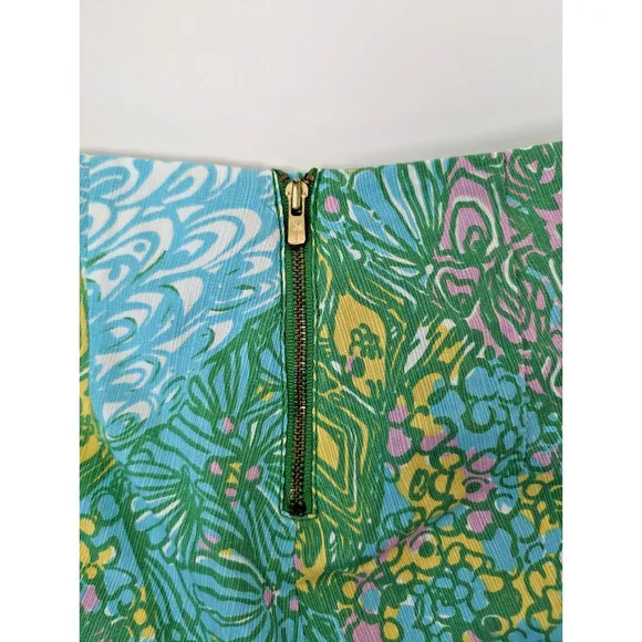 Lilly Pulitzer Deenie Shorts Green Blue Sundance Summer Beach Colorful Cotton 8
