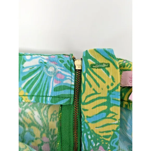 Lilly Pulitzer Deenie Shorts Green Blue Sundance Summer Beach Colorful Cotton 8