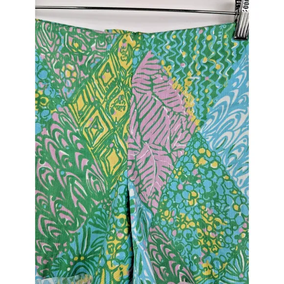 Lilly Pulitzer Deenie Shorts Green Blue Sundance Summer Beach Colorful Cotton 8
