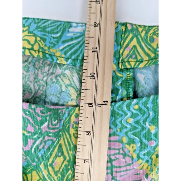 Lilly Pulitzer Deenie Shorts Green Blue Sundance Summer Beach Colorful Cotton 8