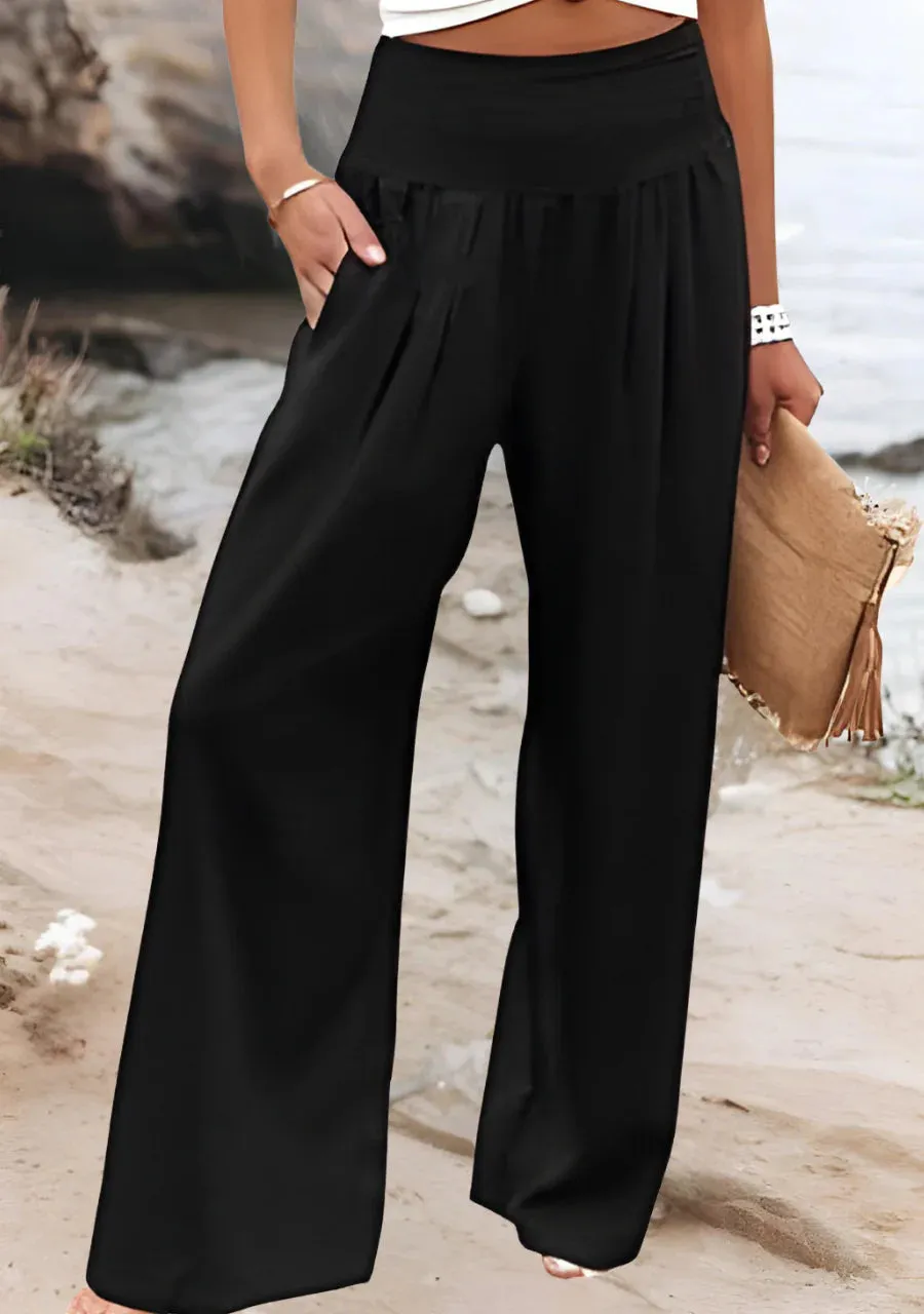 Lily - Flowing Wide Leg Beach Trousers