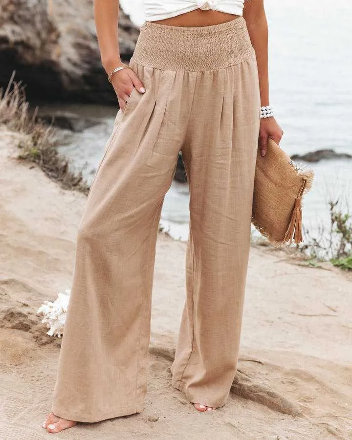 Lily - Flowing Wide Leg Beach Trousers