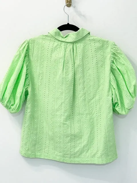 Lime Eyelet Top