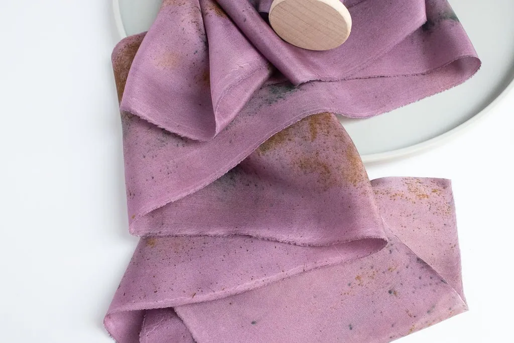 Limited Edition Eco Print #11 Habotai Silk Ribbon - Purple