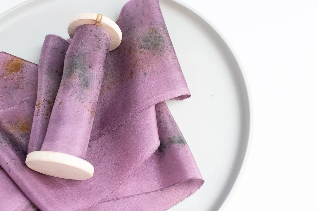 Limited Edition Eco Print #11 Habotai Silk Ribbon - Purple