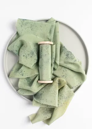 Limited Edition Eco Print #9 Crepe de Chine Silk Ribbon - Muted Greens