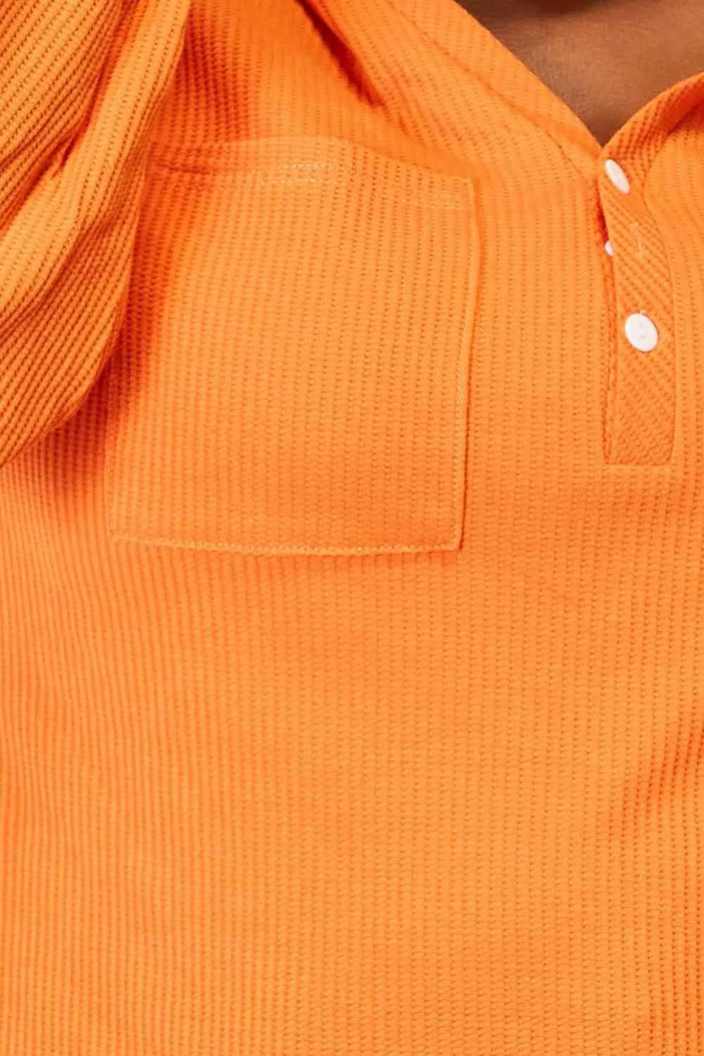 Linda Basic Bae Side Slit Buttoned Waffle Knit Hoodie