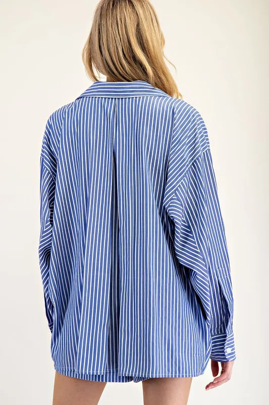 Lisa Striped Long Sleeve Button Down Top