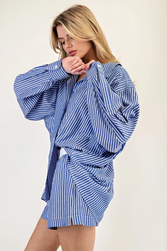 Lisa Striped Long Sleeve Button Down Top