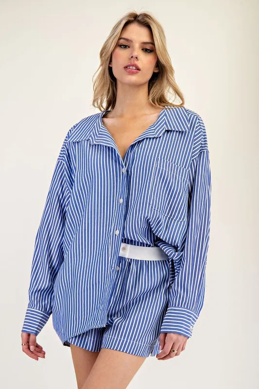 Lisa Striped Long Sleeve Button Down Top