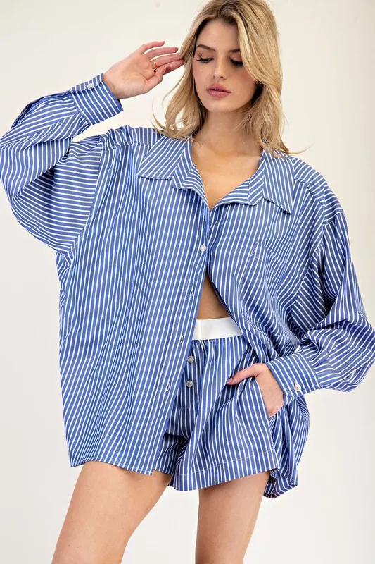 Lisa Striped Long Sleeve Button Down Top