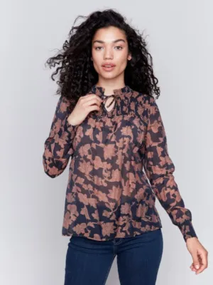 Long Sleeve Blouse with Frills - Rococo - 4548-953B