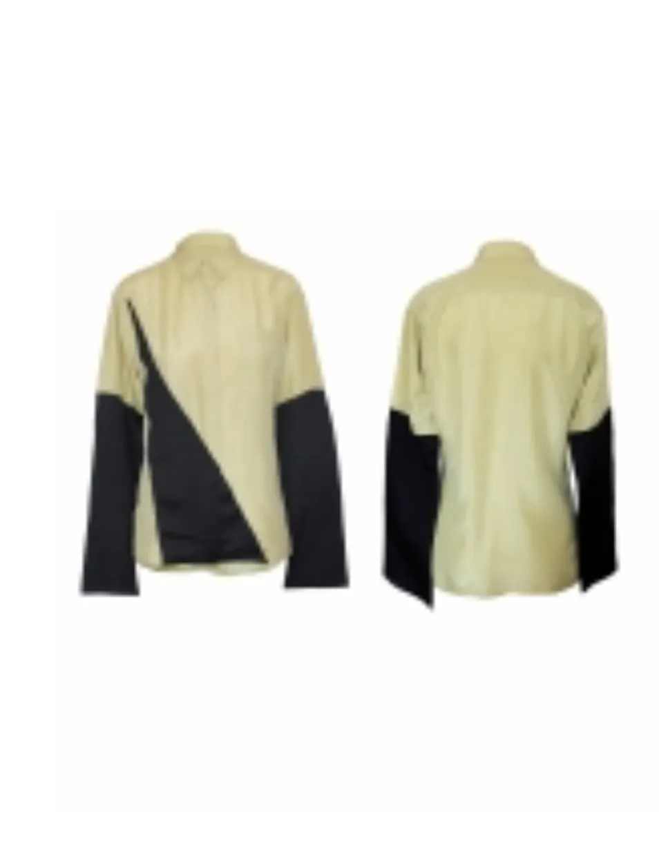 Long sleeve Silk Kimono shirt - Soft Pistachio/Navy