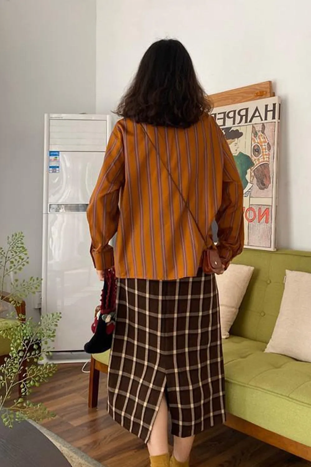 Long Sleeve Vintage Striped Blouse Shirts