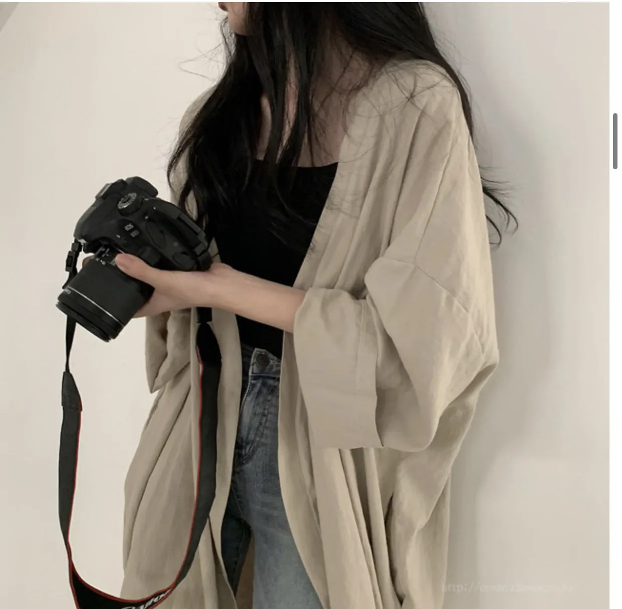 Loose long-sleeved windbreaker cardigan