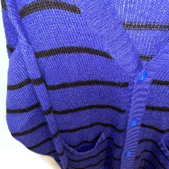 Lularoe Cardigan Sweater Women’s Size Medium Blue Striped Acrylic Pockets Button