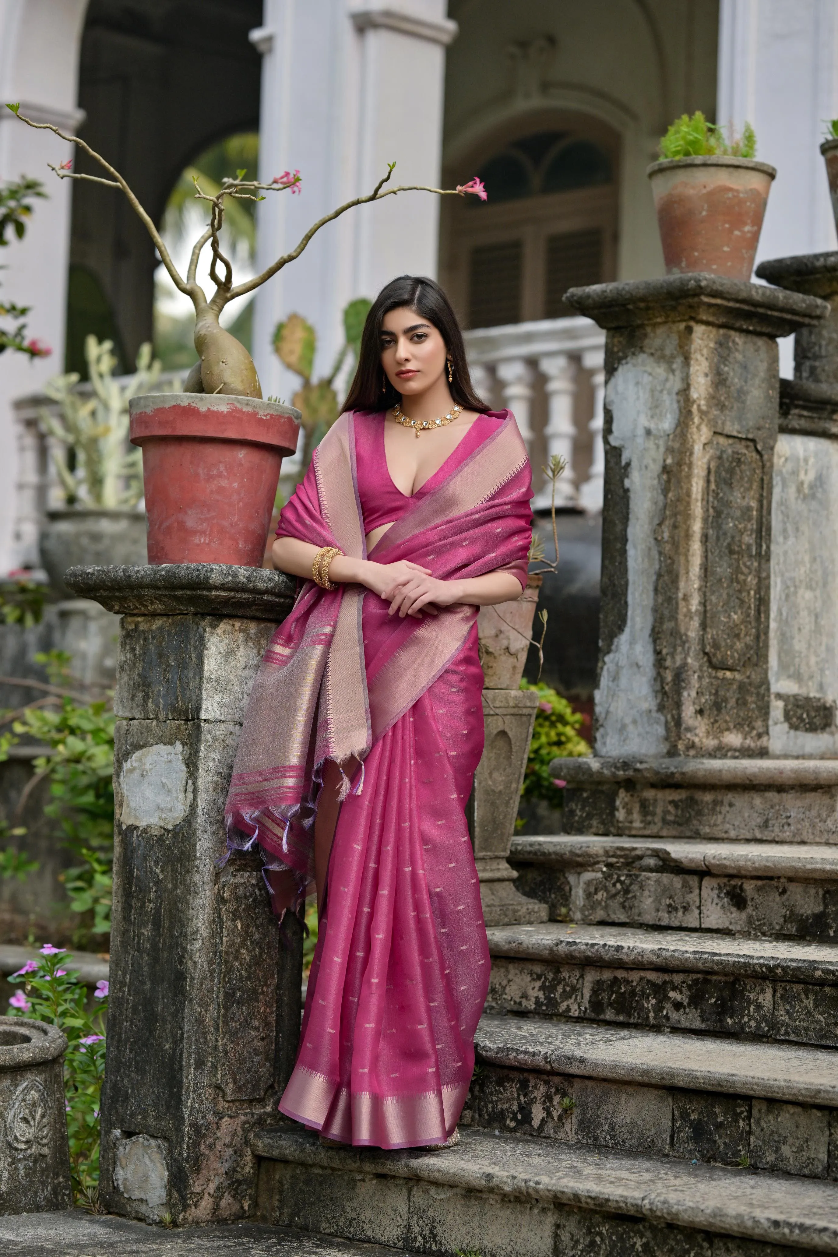 Magenta Pink Soft Kalyani Silk Saree