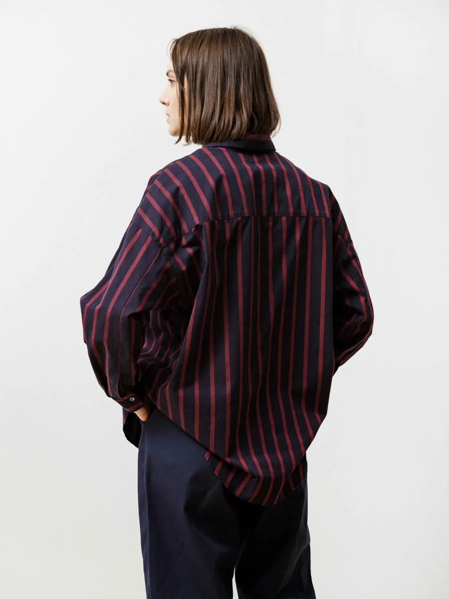 manga shirt - striped poplin navy/wine