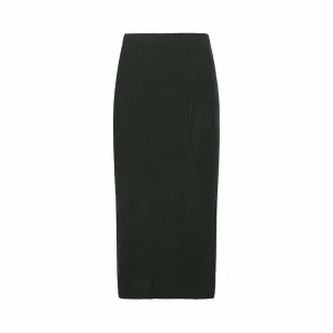 Mansted Ruth Rib Skirt in Dark Green