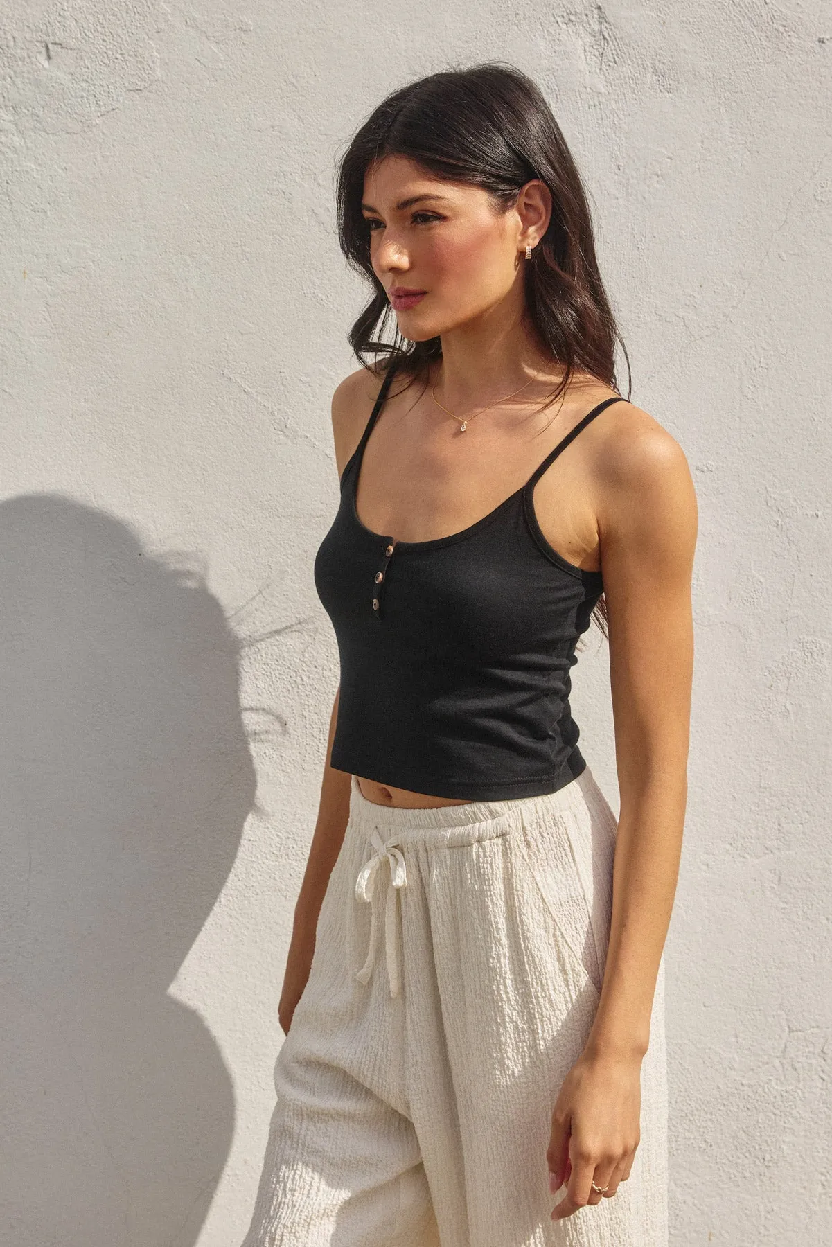 Marni Button Cropped Cami Top