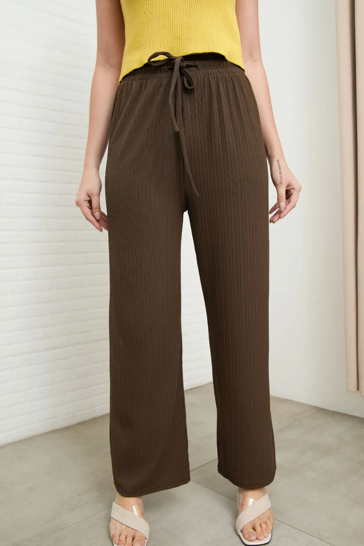 MAUDE Drawstring Lounge Pants (Chocolate Brown)