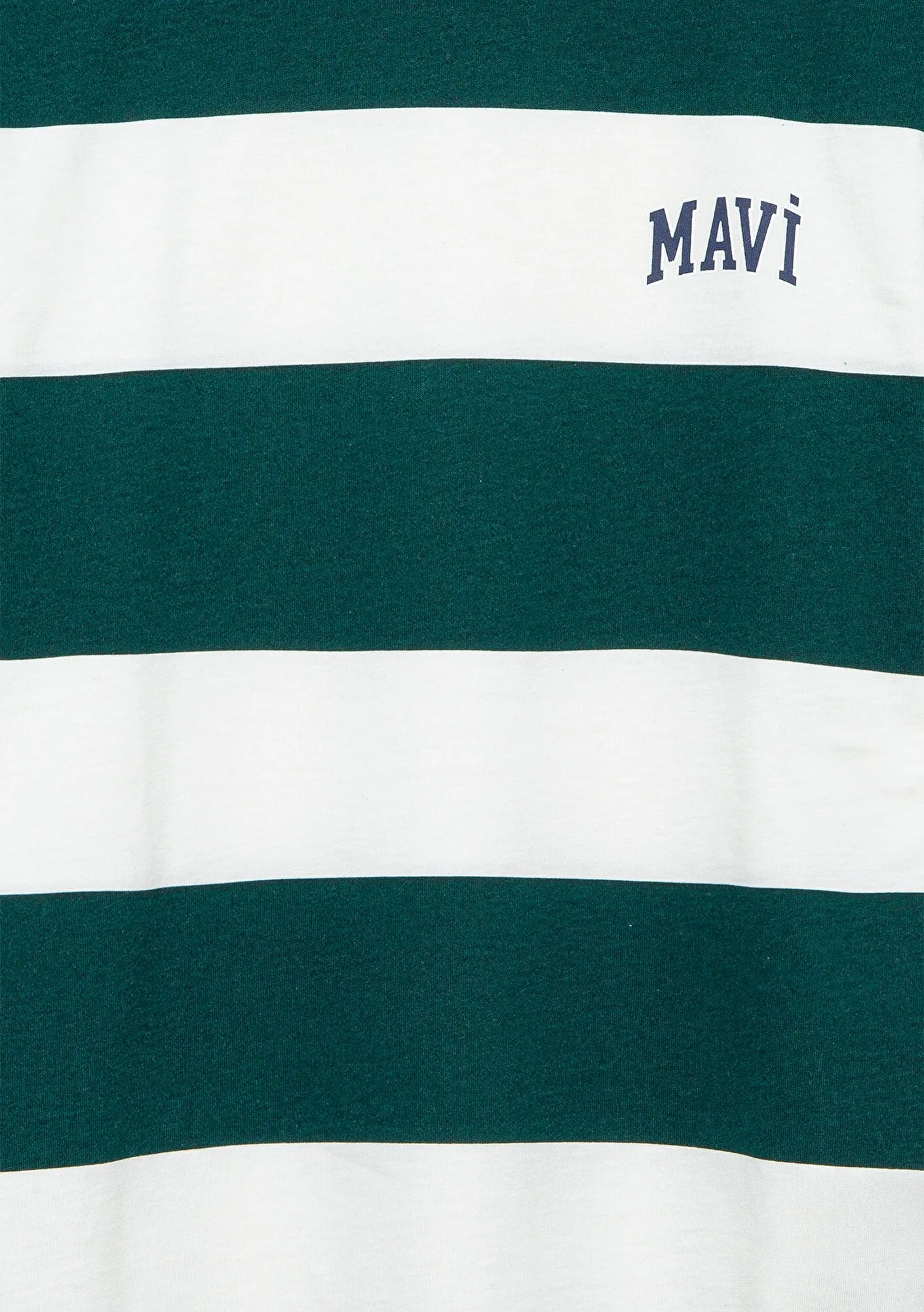 Mavi Logo Printed Green Striped T-Shirt