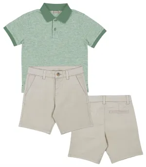 Mayoral 3105 Short Sleeve Polo Shirt and Mayoral 202 Twill Chino Shorts In Stock Now