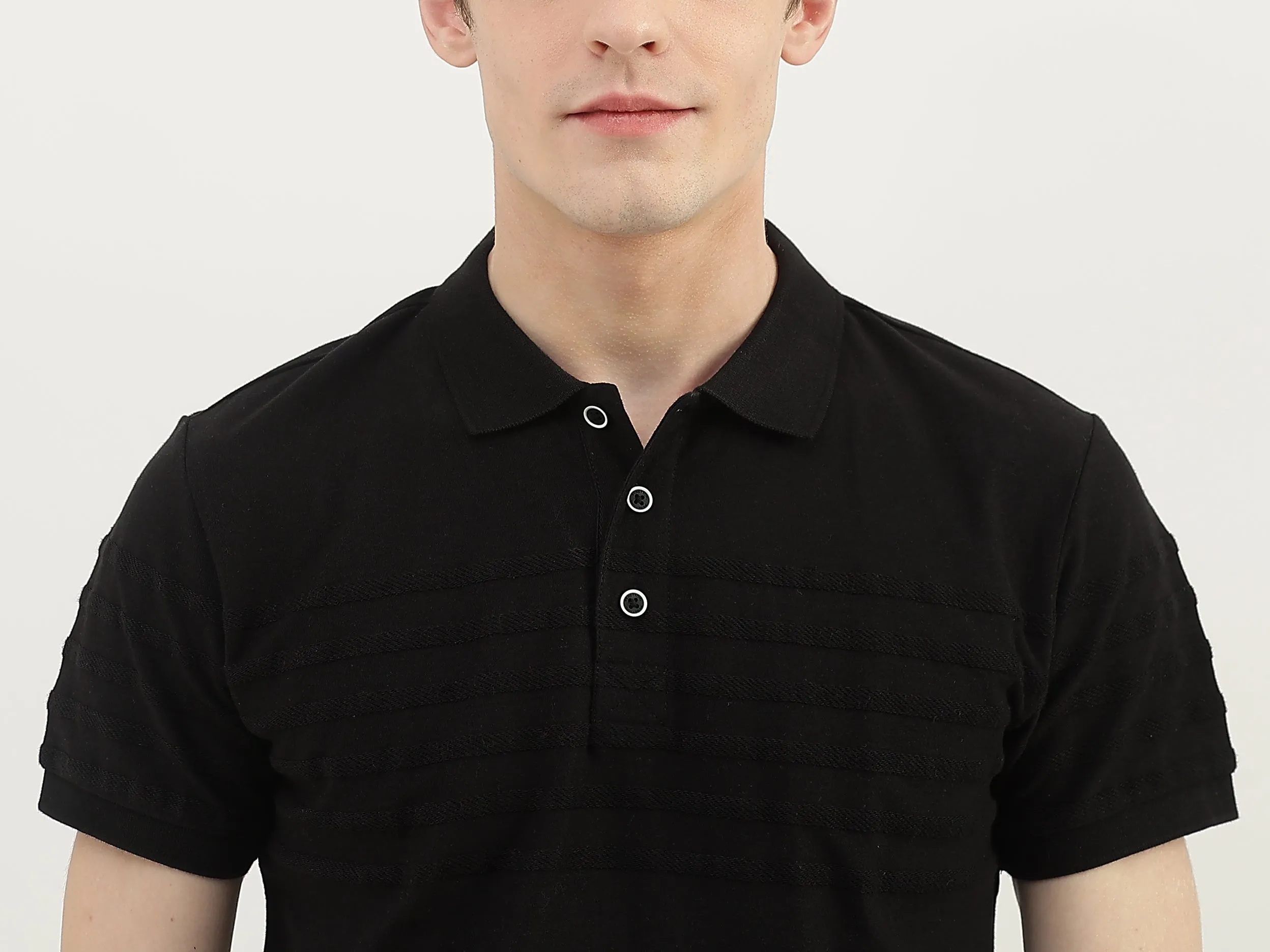 Men Striped Polo Collar T-Shirt