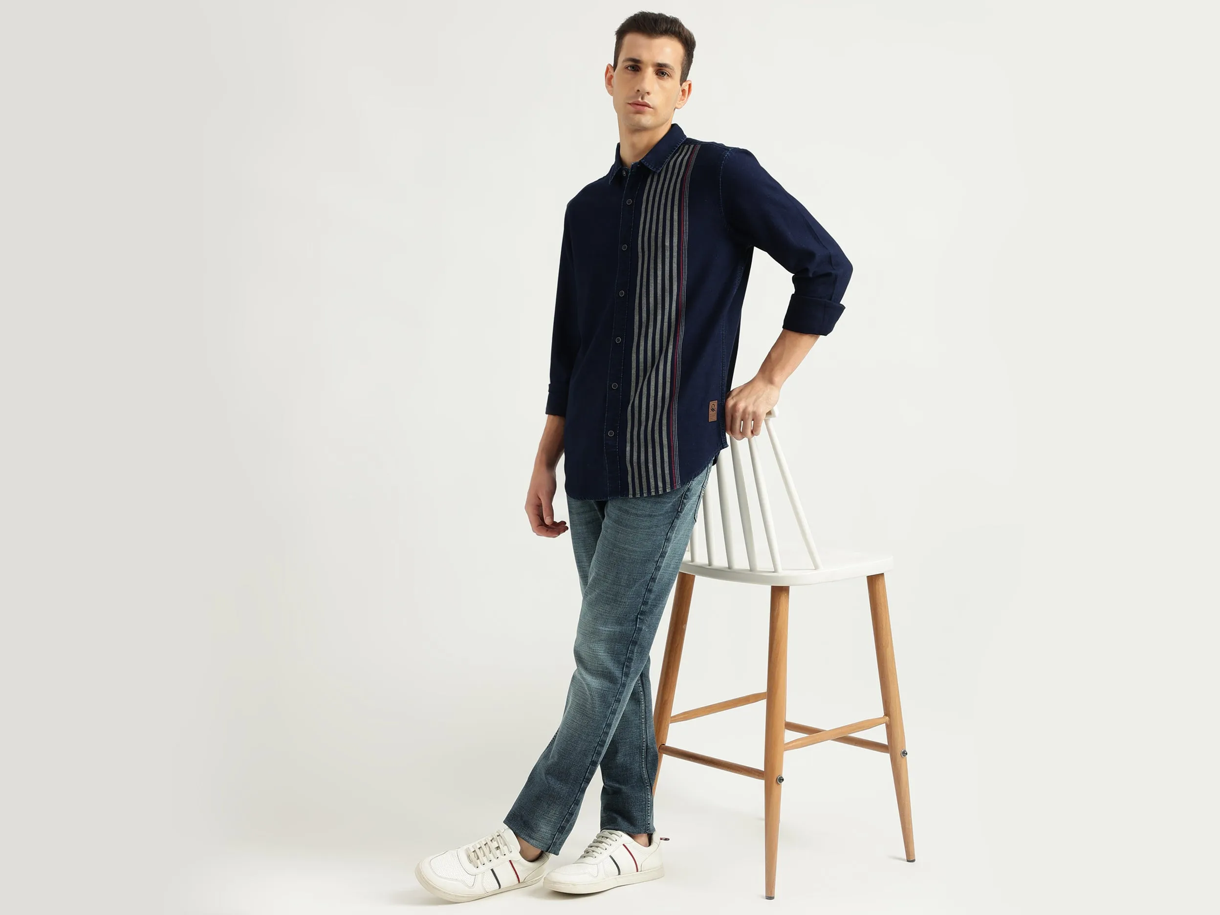 Men's Slim Fit Spread Collar Striped Shirts