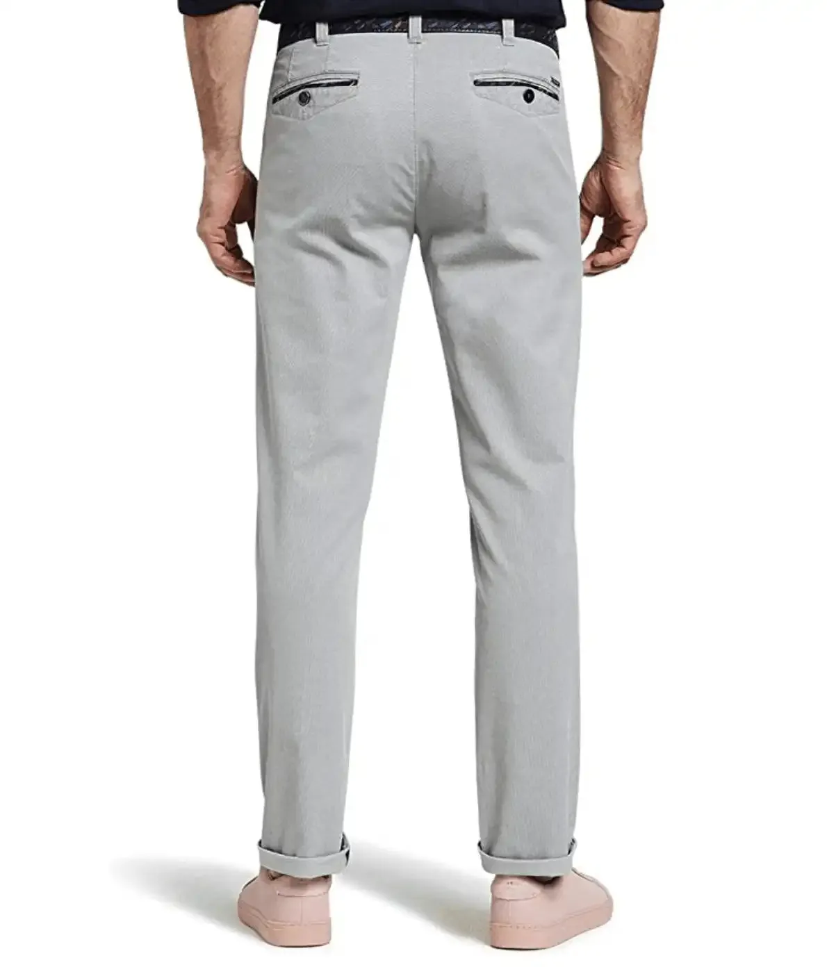 Meyer Chicago Cotton Chino Trousers Light Grey