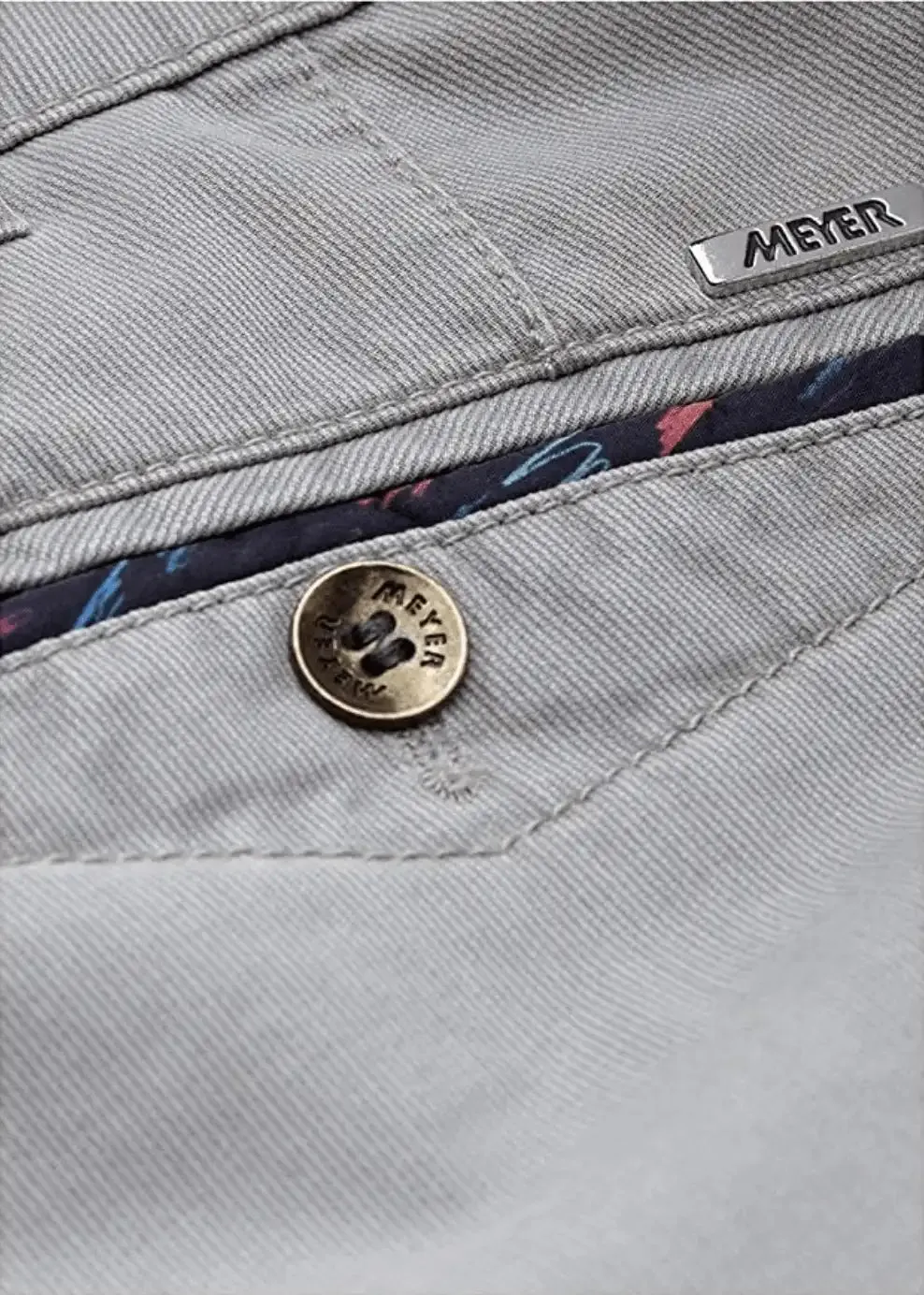 Meyer Chicago Cotton Chino Trousers Light Grey