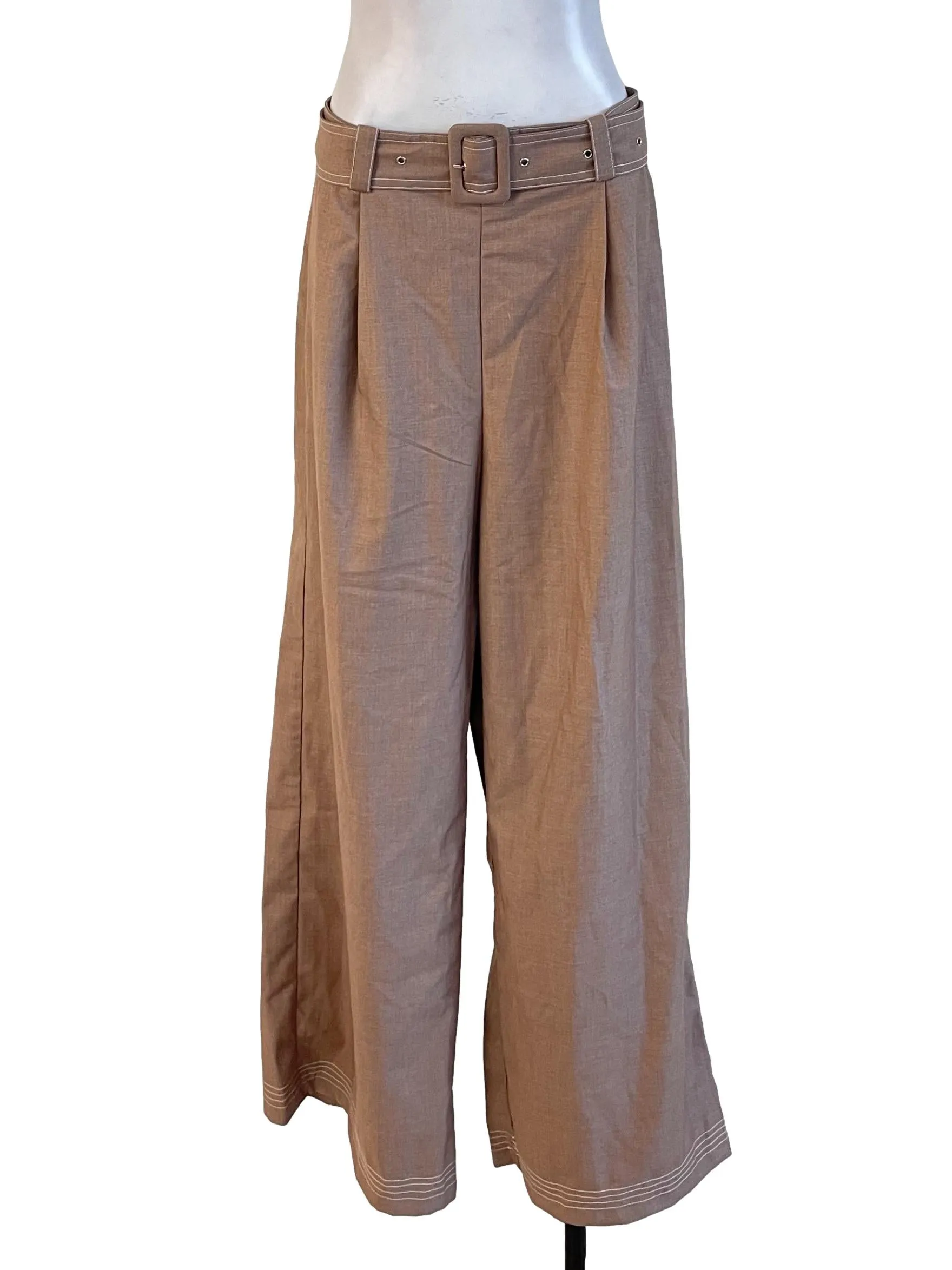 Milky Brown Buckled Pants