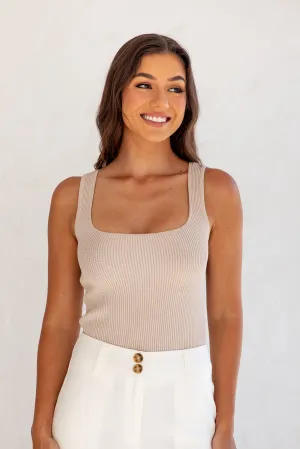 Mini Waffle Tank Top - Beige