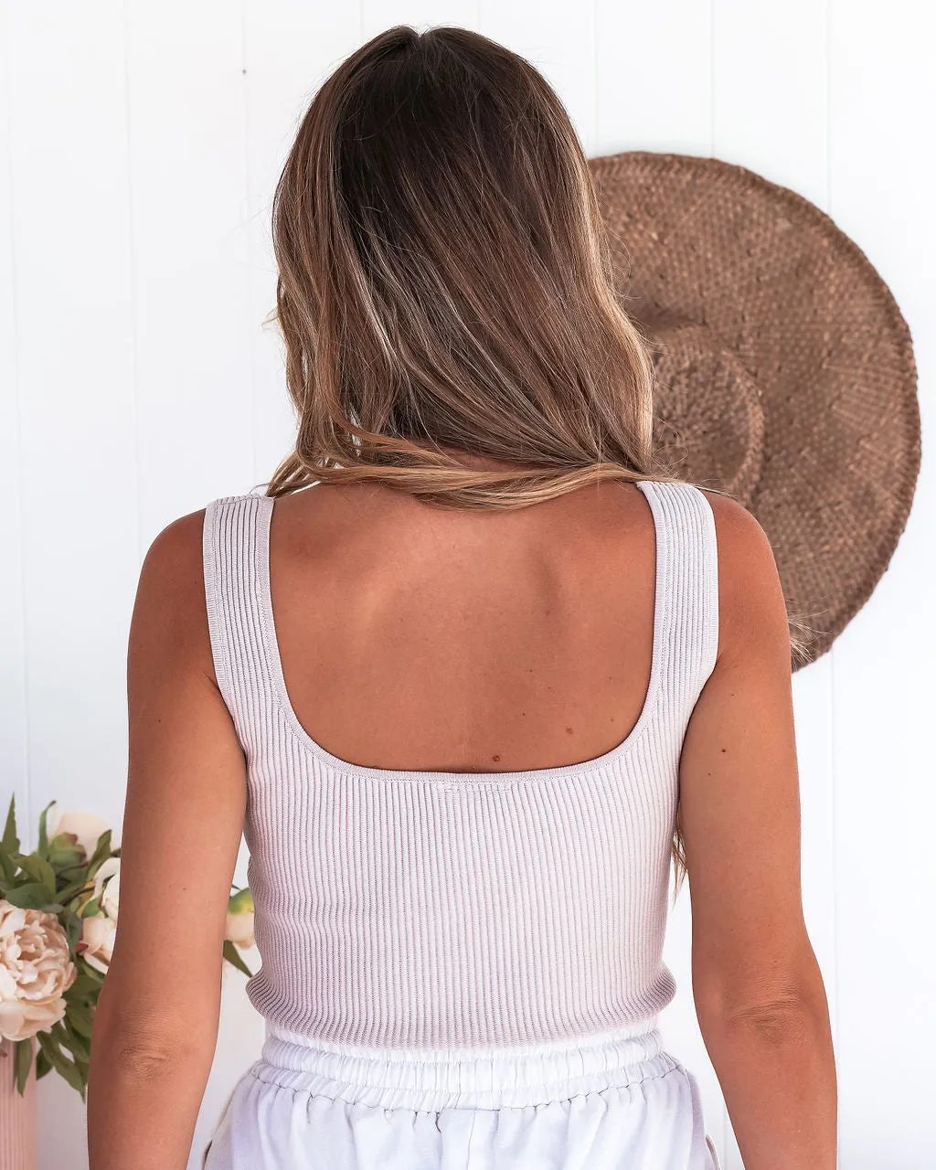 Mini Waffle Tank Top - Beige
