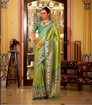 Mint Green Soft Tissue Silk Saree