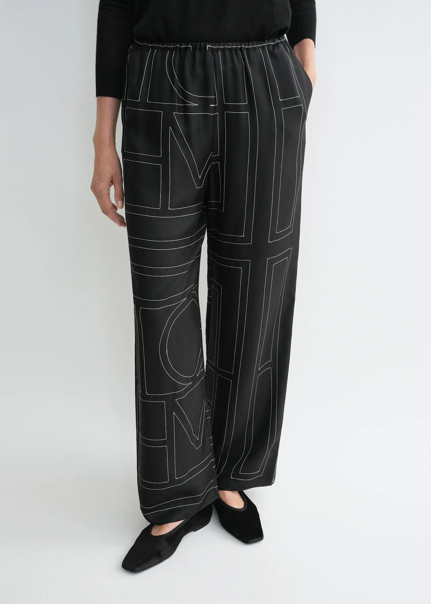 Monogram Silk Pj Bottoms